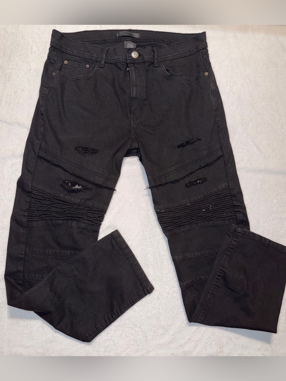 Men's Black Distressed Chino Pants